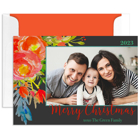 Black Colorful Christmas Holiday Photo Cards